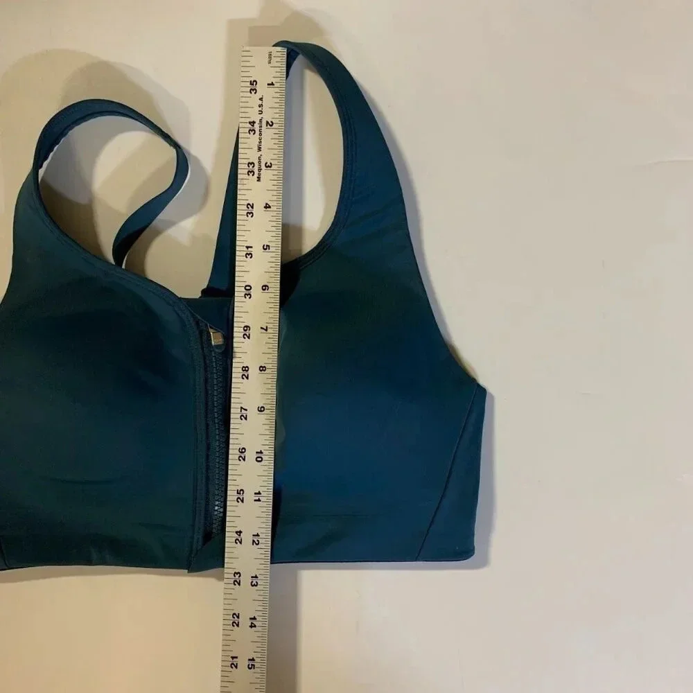 Athleta Women's Advance Zip Front B-DD Sequoia Blue Sports Bra Size 34C - Picture 10 of 11